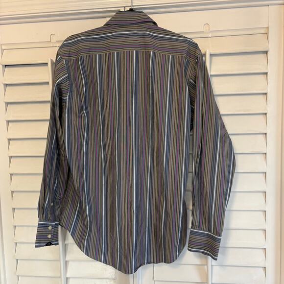 Tailorbryd Blue And Purple Textured Stripe Button Down Size Medium - Picture 2 of 6